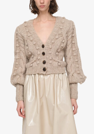 Caden Cable Puff Sleeve Cardigan