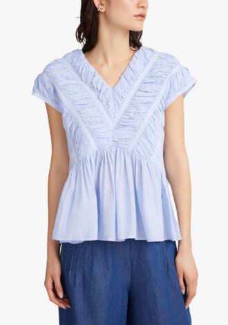 Cantey V Neck Gathered Blouse