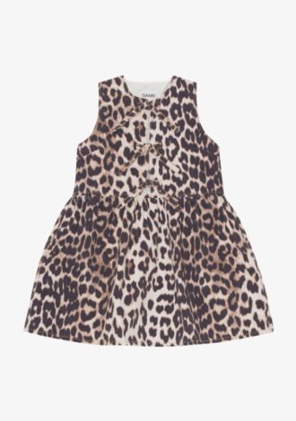 Leopard Print Denim Tieband Mini Dress