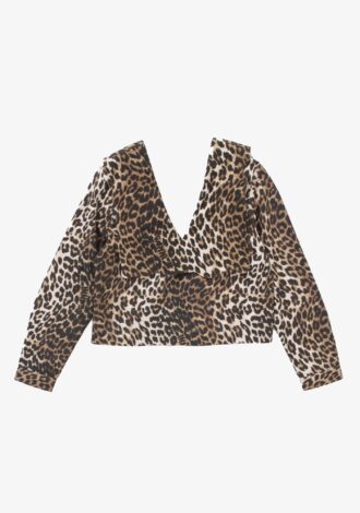 Leopard Rhythm Collar Blouse