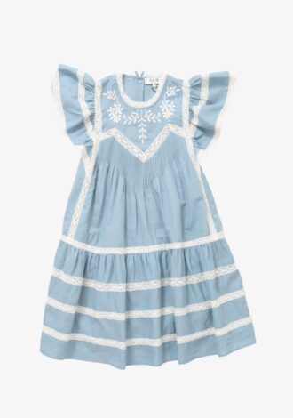Kyla Embroidery Sleeveless Dress Blue