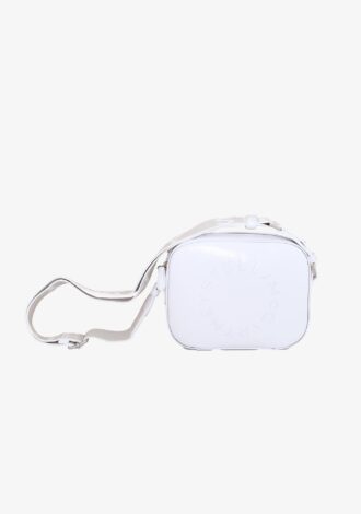 Mini Logo Camera Bag – Patent Crackle White