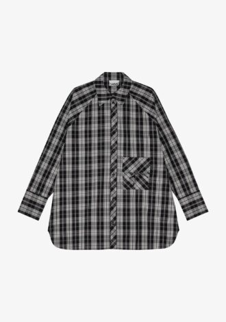 Checkered Cotton Oversized Raglan Shirt