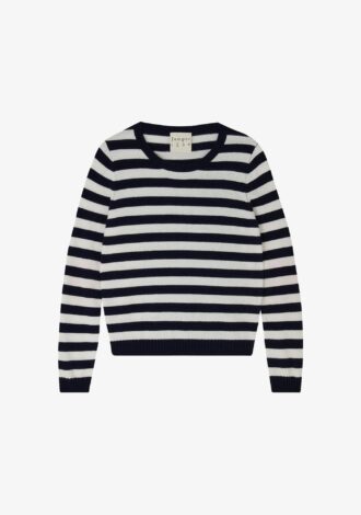 Cashmere Stripe Love Hearts Patch Crew