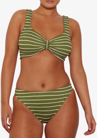 Bonnie Bikini Metallic Moss/White Stripe