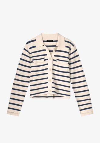 Cotton Knit Stripe Cardigan