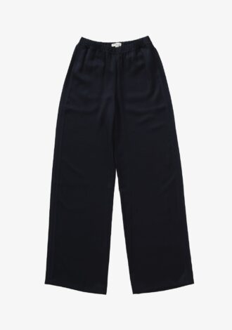 Mid Rise Side Strap Wide Leg Pant Navy