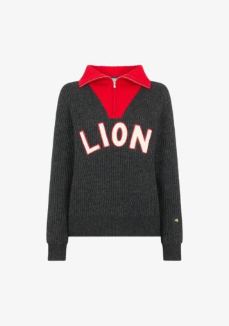 Varsity Lion Half Zip Up Jumper