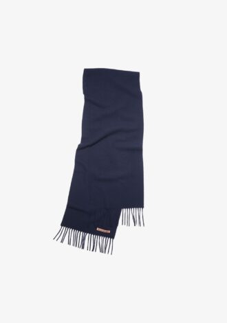 Skinny Fringe Wool Scarf Navy