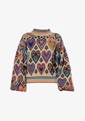 Hearts Ikat Knit Sweater