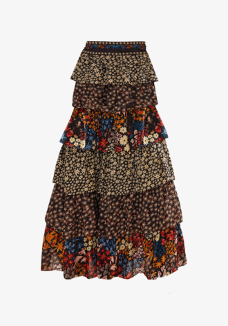 Black Jujus Garden Midi Skirt