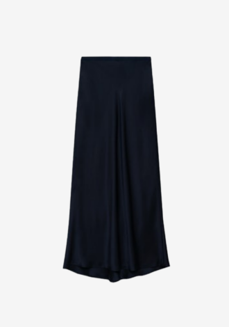 Bar Silk Maxi Skirt Navy