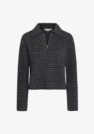 Plaid Wool Cashmere Half Zip Pullover