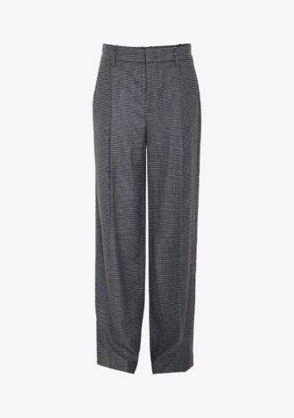 High Waisted Microcheck Wide Leg Trouser