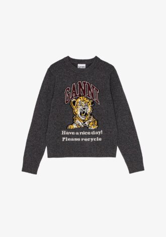 Graphic Wool Mix Tiger Crewneck