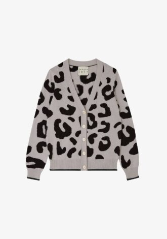 Tipped Leopard Cashmere Cardigan