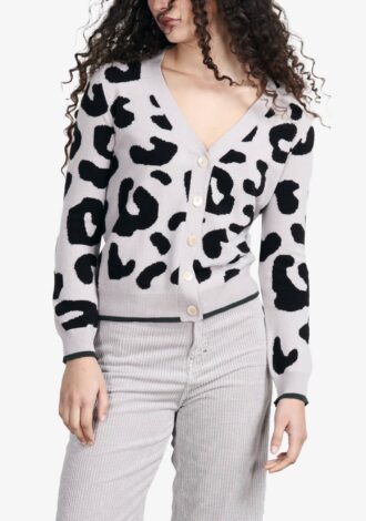 Tipped Leopard Cashmere Cardigan