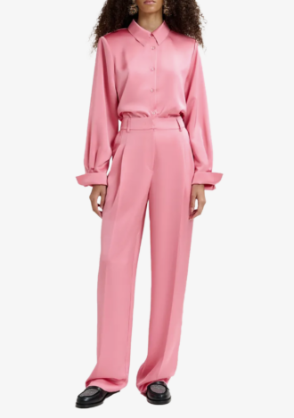 Genvieve Pink Satin Shirt