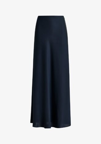 Giada Navy Blue Satin Maxi Length Skirt