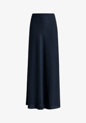 Giada Navy Blue Satin Maxi Length Skirt