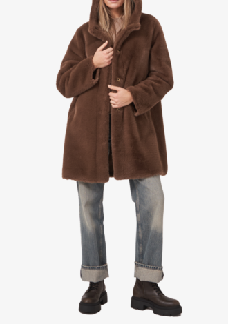 Reversible Faux Fur Coat Coffee