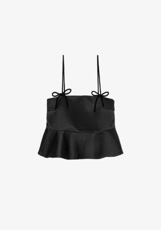 Black Duchesse Satin Top