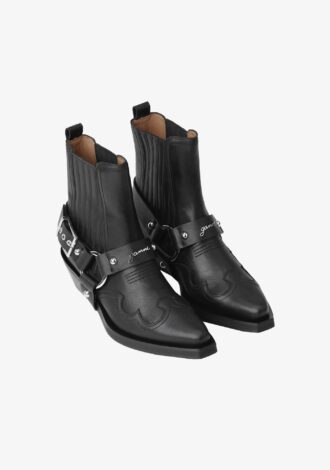 Black Low Cut Western Chelsea Boots