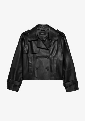 Sia Cropped Leather Trenchcoat