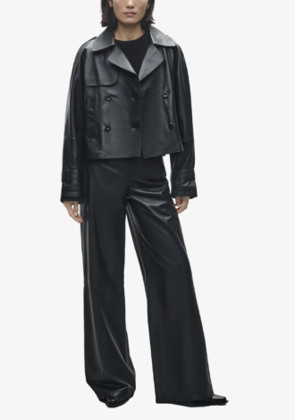 Sia Cropped Leather Trenchcoat