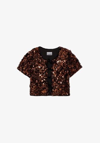 Brown Sequins Blouse