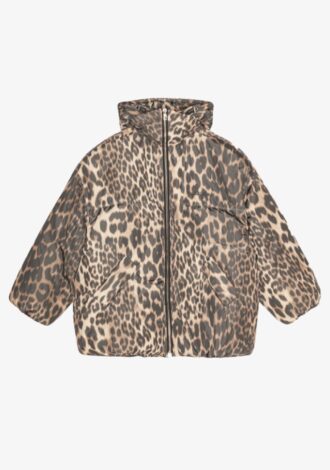 Leopard Midi Puffer Jacket