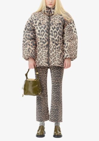 Leopard Midi Puffer Jacket