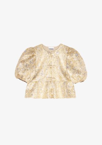 Gold and Silver Peplum Tie String Blouse