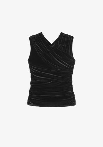 Black Velvet Ruched Top