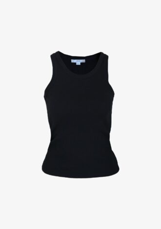 Black Ribbed Scoop Neck Tank