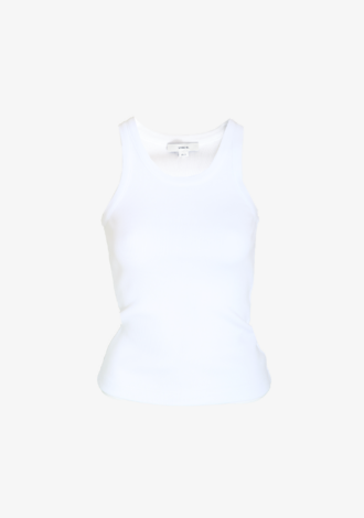 White Ribbed Scoop Neck Tank – XS