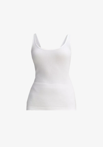 White Ribbed Scoop Neck Tank