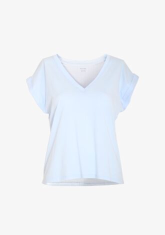 Easy V Neck Tee In Light Chambray