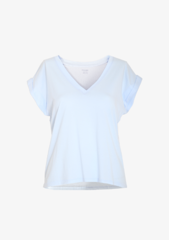 Easy V Neck Tee In Light Chambray