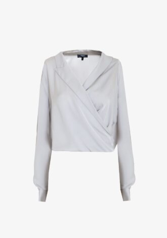 Peak Lapel Wrap Blouse