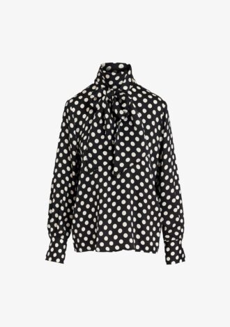 Gaurus Polka Dot Pussy Bow Top