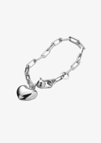 Puffy Heart Bracelet Silver