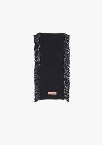 Fringe Wool Scarf Black Melange