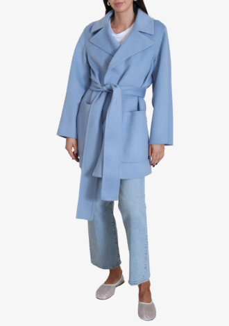 Clemence Double Face Cashmere Coat Faded Sky