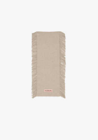 Fringe Wool Scarf Oatmeal Melange