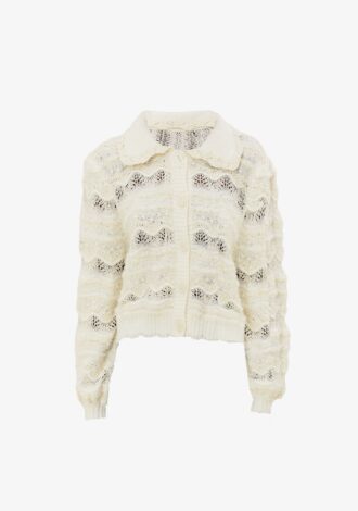 Off-White Mixed Stitches Knit Cardigan