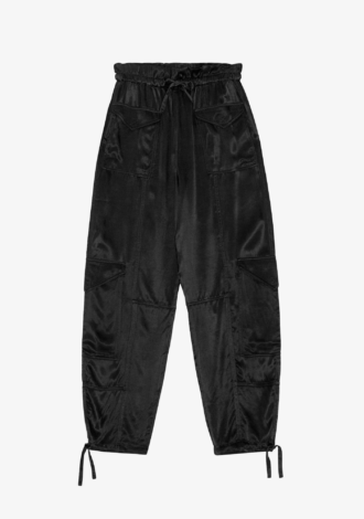 Washed Satin Trousers Black