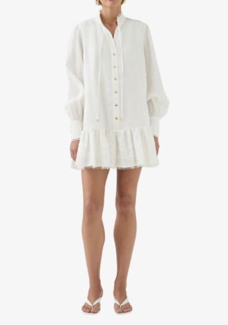 Cloud Embroidered Shirt Dress