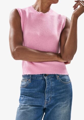 Cashmere Distressed Tank Pink