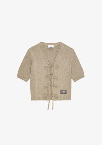 Brown Future Wool Mix Short Sleeve Cardigan